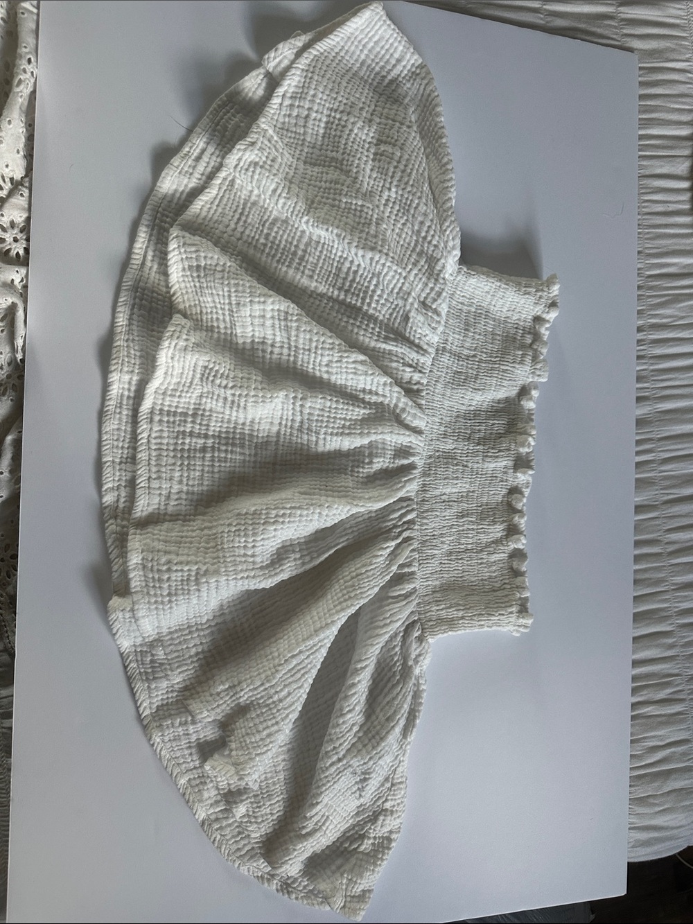 Forever 21 White Textured Smocked Circle Skirt